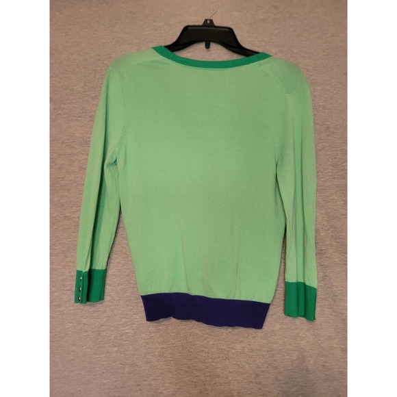 Girl's Tommy Hilfiger Green Purple Color Block  Pockets Cardigan Sweater Medium - Picture 11 of 11